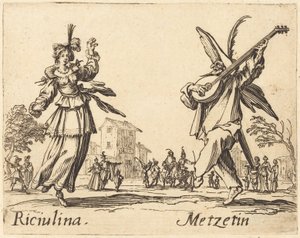 Riciulina és Metzetin alkotó: Jacques Callot