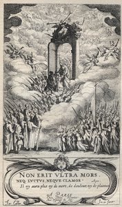 Szentek és szentek sietnek a Paradicsom ajtaján - Jacques Callot (1592-1635) kompozíciója és metszete alkotó: Jacques Callot