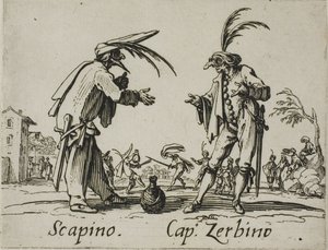 Scapino - Zerbino kapitány, 12. lemez a Balli di Sfessania-ból alkotó: Jacques Callot