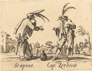 Scapino és Cap. Zerbino, c. 1622. alkotó: Jacques Callot