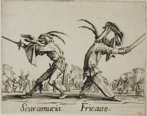 Scaramuccia - Fricasso, 11. tányér a Balli di Sfessania-ból alkotó: Jacques Callot
