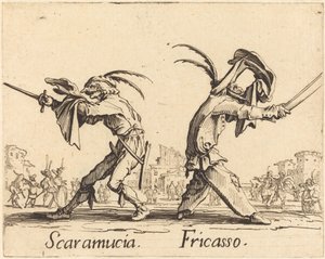Scaramucia és Fricasso alkotó: Jacques Callot