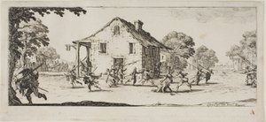 A fosztogatás jelenete, negyedik lemez A háború nyomorúságaiból alkotó: Jacques Callot
