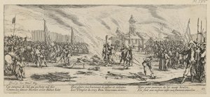 A máglya, a „A háború borzalmai” című sorozat 13. lapja alkotó: Jacques Callot