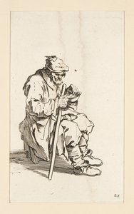 Ülő koldus, eszik, a The Beggars-ből alkotó: Jacques Callot