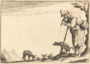 Furulyázó juhász c. 1617. alkotó: Jacques Callot