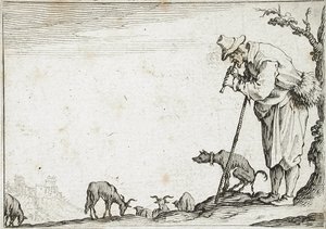 Fuvolázó pásztor alkotó: Jacques Callot