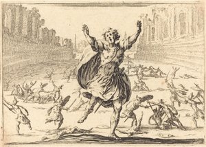 Csetepaté egy római cirkuszban, c. 1617. alkotó: Jacques Callot