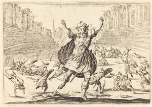 Csetepaté egy római cirkuszban, c. 1622. alkotó: Jacques Callot