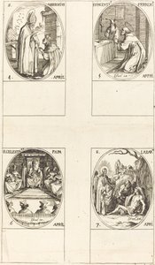 Szent Ambrus; St. Vincent Ferrer; Szent Celesztin; Szent László alkotó: Jacques Callot
