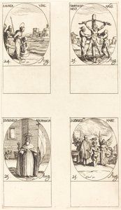 Szent Aurea, Szent Bertalan, Szent Lajos, Szent Genezius. alkotó: Jacques Callot