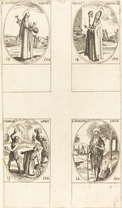 Szent Barnabás apostol, Szent Honofrius, Páduai Szent Antal, Nagy Szent Bazil. alkotó: Jacques Callot
