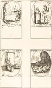 Szent Krisztina; Szent Jakab apostol és Szent Kristóf; Szent Anna; E hét alvója alkotó: Jacques Callot