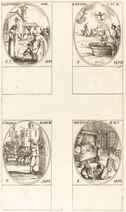 Szent Eleutherius, apát; Szent Regina; Szent János; A Szűz születése alkotó: Jacques Callot