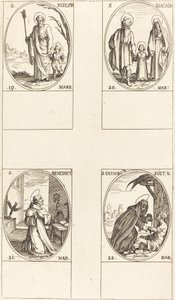 Szent József, Szent Joachim, Szent Benedek, apát, Svédországi Szent Katalin. alkotó: Jacques Callot