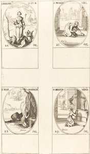 Antiochiai Szent Margit, Szent Praxedész, Szent Mária Magdolna, Svéd Szent Brigita. alkotó: Jacques Callot