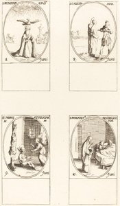 Szent Medárd; St. Calliopa; Sts. Primus és Felician; Skóciai Szent Margit alkotó: Jacques Callot