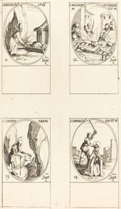 Utca. Paphnutius; Szentek Macedonius és Theodulus; Utca. Szeretett; Utca. Cornelia alkotó: Jacques Callot