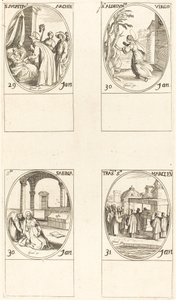 Szent Sulpicius; St. Aldegondes; Szent Szabina; Szent Márk elhívása alkotó: Jacques Callot