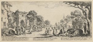 Haldoklók az út szélén, a „A háború borzalmai” című sorozat 16. lapja alkotó: Jacques Callot