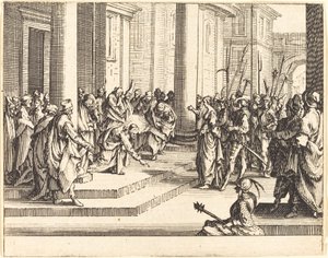 Jézus megkövezése, 1635. alkotó: Jacques Callot