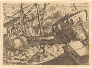 Vihar Barcelona partjainál alkotó: Jacques Callot