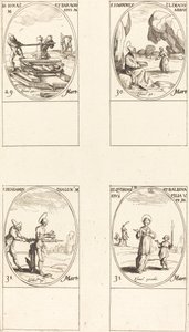 Sts. Jónás és Barachisius; St. Louis John Climacus, apát; St. Louis Benjámin; Sts. Quirinus és Bal alkotó: Jacques Callot