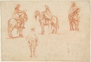 Négy lovas tanulmánya alkotó: Jacques Callot