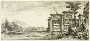 A fürdőzők különféle Firenzében tervezett jelenetekből alkotó: Jacques Callot