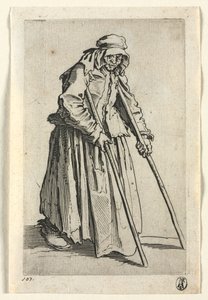A koldusok: Mankós koldusasszony c. 1623. alkotó: Jacques Callot