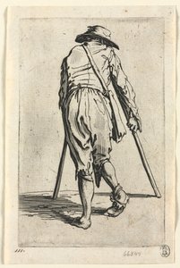 A koldusok: Mankós koldus, kalapban alkotó: Jacques Callot