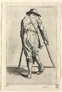 A koldusok: Mankós koldus, Kalapban, c. 1623. alkotó: Jacques Callot
