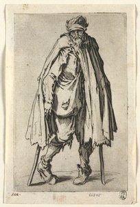 A koldusok: Mankós koldus táskával alkotó: Jacques Callot