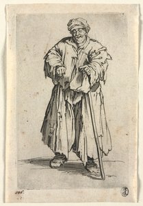 A koldusok: Elhízott, lesütött szemű koldus alkotó: Jacques Callot