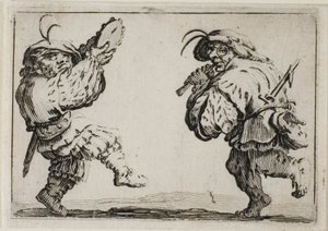 A táncosok furulyával és tamburával, A szeszélyekből alkotó: Jacques Callot