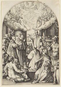 Szent Benedek halála alkotó: Jacques Callot