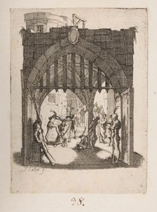 A zászlózás, sz. 6/11 a La Petite Passionból alkotó: Jacques Callot