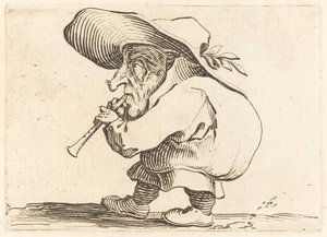 A Flageolet játékos c. 1622. alkotó: Jacques Callot