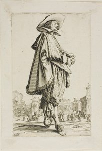 Az úr összekulcsolt kézzel, tizenegyes tányér a La Noblesse-ból alkotó: Jacques Callot