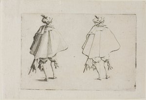 A nagykabátos úriember, hátulról nézve, a Capricesből alkotó: Jacques Callot
