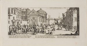 A Kórház, a The Miseries of War tizenötös táblája alkotó: Jacques Callot
