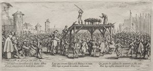A háború nagy nyomorúságai: Kivégzés a keréken alkotó: Jacques Callot