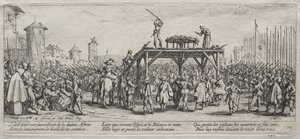 A háború nagy nyomorúságai: Kivégzés a keréken, 1633. alkotó: Jacques Callot