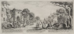 A háború nagy nyomorúságai: A koldusok és a haldoklók, 1633. alkotó: Jacques Callot
