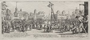 A háború nagy nyomorúságai: A Strappado, 1633. alkotó: Jacques Callot