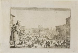 A menet az Angyali üdvözlet palotájától Firenzéig, a Szeszélyekből alkotó: Jacques Callot