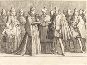 Ferdinando és Lotaringiai Christine házassága alkotó: Jacques Callot
