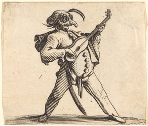 Az álarcos komikus gitáron játszik alkotó: Jacques Callot