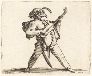 Az álarcos komikus gitáron játszik alkotó: Jacques Callot