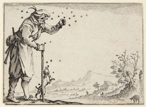 A méhek által megtámadott paraszt alkotó: Jacques Callot